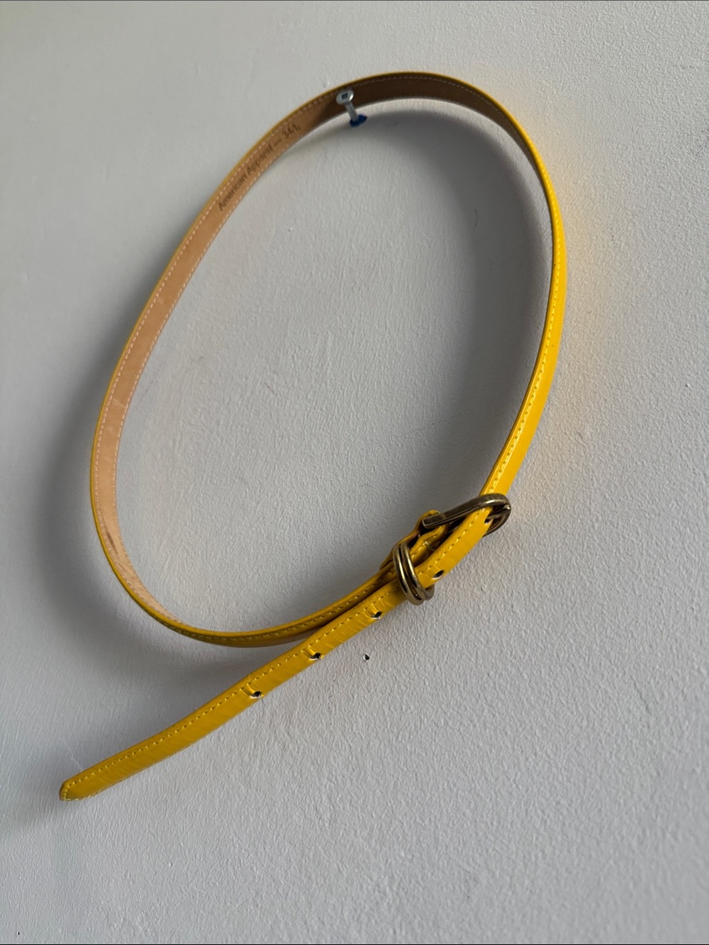 American Apparel Women's yellow Leather Skinny Belt 34L